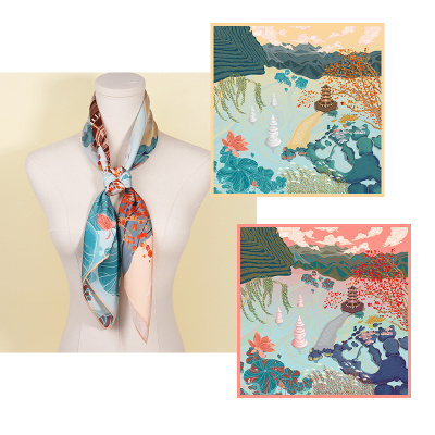 16 momme silk scarf double sided different color square scarf S1