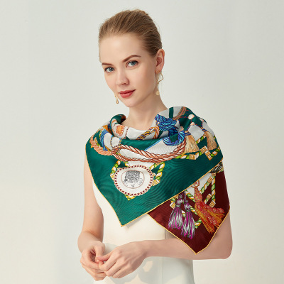  Double sided same color 90cm twill silk square scarf  HA30302 S3