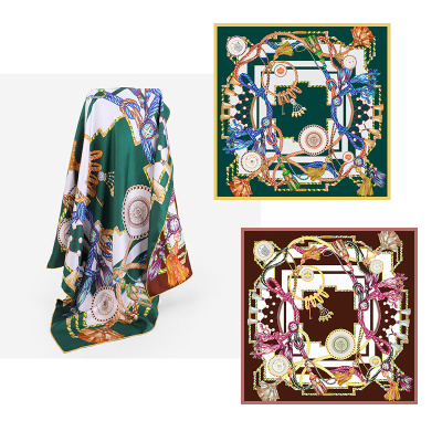  Double sided same color 90cm twill silk square scarf  HA30302 S3