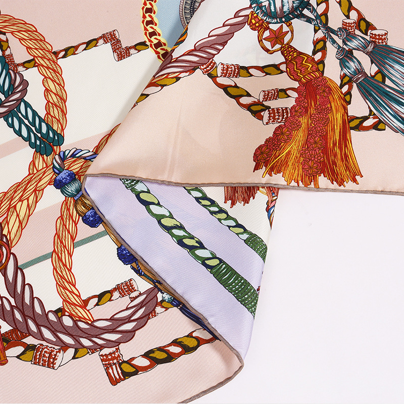 Double sided same color 90cm twill silk square scarf  HA30301 S2