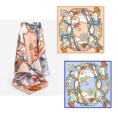 Double sided same color 90cm twill silk square scarf  HA30301 S2