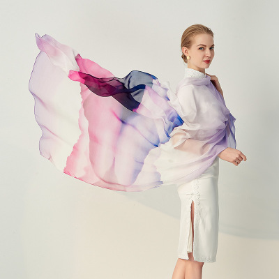  Ink landscape gradient large shawl Purple S24