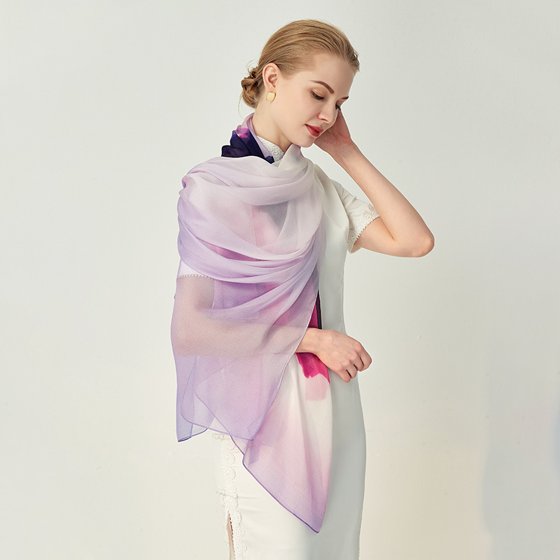  Ink landscape gradient large shawl Purple S24