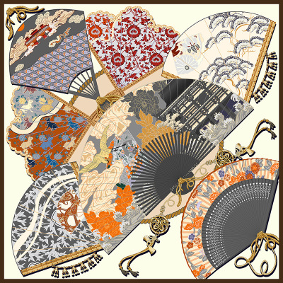 Double-sided printed silk scarf square dance shirt singing fan AA01848 S22