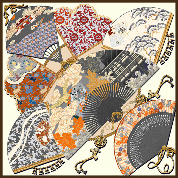 Double-sided printed silk scarf square dance shirt singing fan AA01848 S22