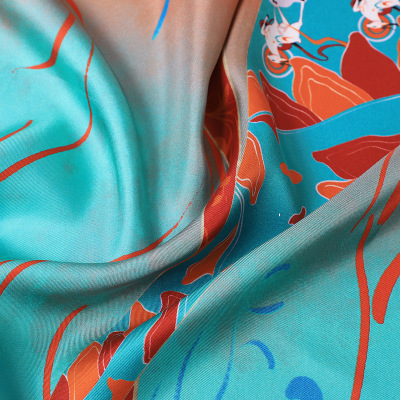 Double-sided different-color square scarf yellow sand blue sea S16