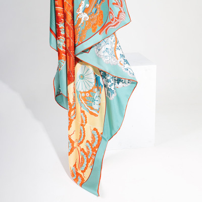  Double-sided printed silk scarf square dance shirt singing fan AA01844 S19