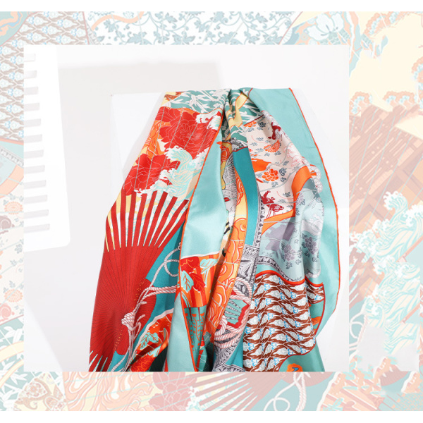 Double-sided printed silk scarf square dance shirt singing fan AA01846 S21