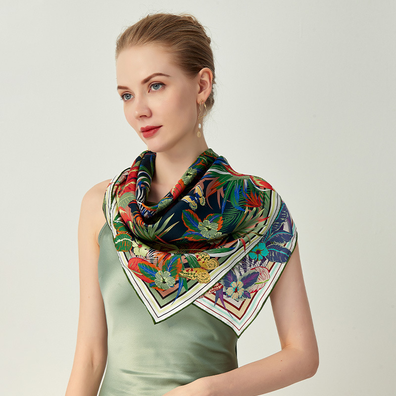 Ingenuity and different colors 90cm silk scarf Pinellia Fusheng 1 S10