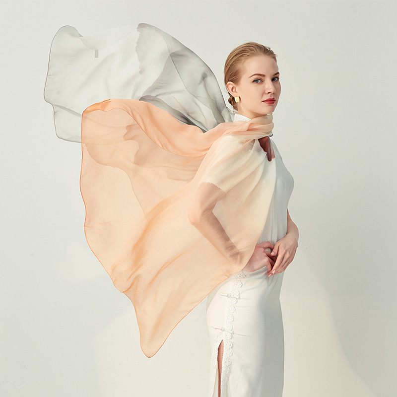 Ink landscape gradient large shawl Orange S23