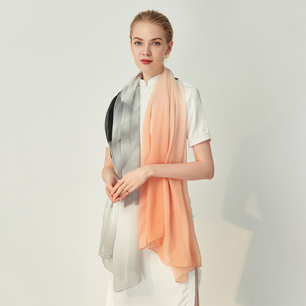 Ink landscape gradient large shawl Orange S23