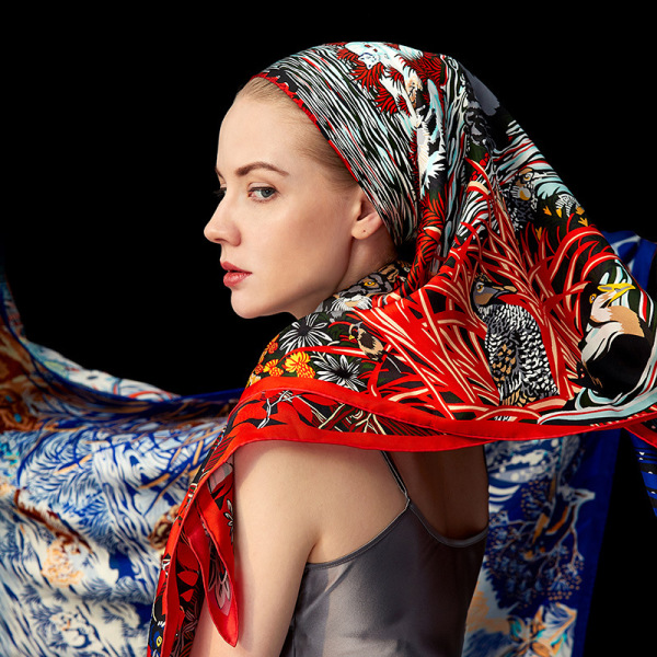 Printed twill silk scarf S15