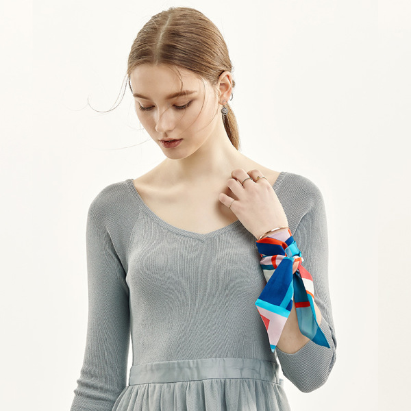 Charming hair band long silk scarf 100% mulberry silk small silk scarf S89