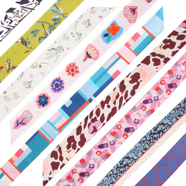Charming hair band long silk scarf 100% mulberry silk small silk scarf S89