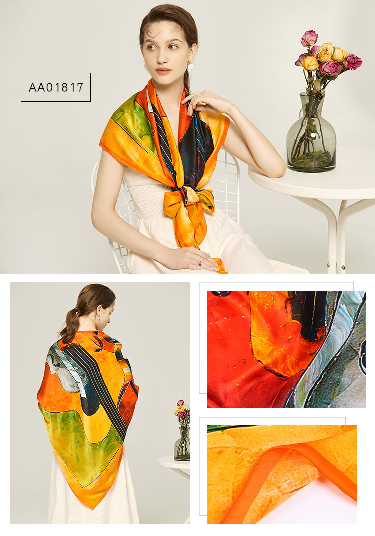 Huatai Silk Zhuang 140cm Silk Square Scarf AA01817 S68