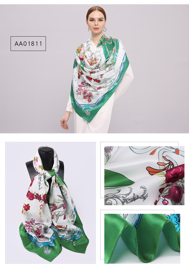 Huatai Silk Zhuang 140cm Silk Square Scarf AA01811 S63