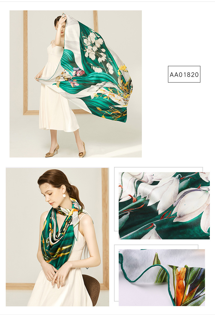 Huatai Silk Zhuang 140cm Silk Square Scarf AA01820 1 S71 