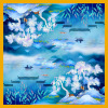Fantasy fairyland oil painting blue silk scarf mulberry silk scarf S49