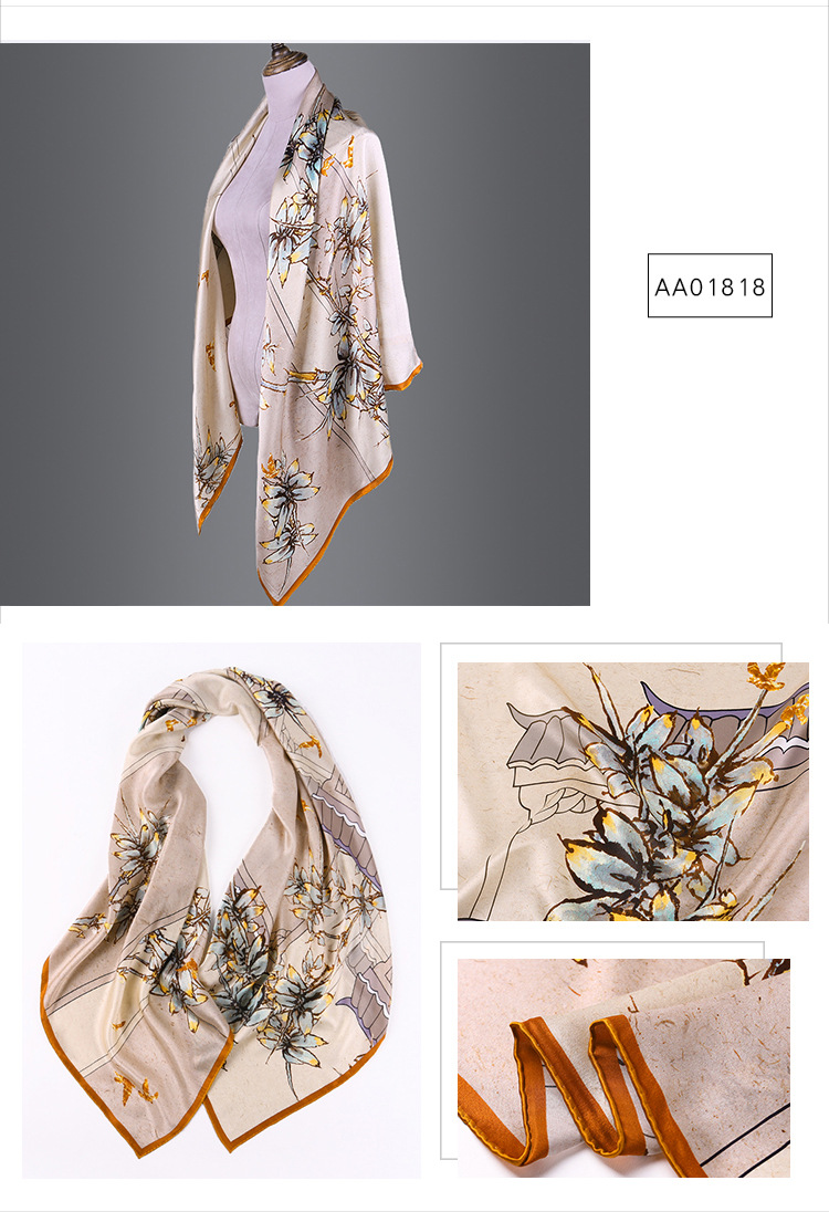 Huatai Silk Zhuang 140cm Silk Square Scarf AA01818 S69