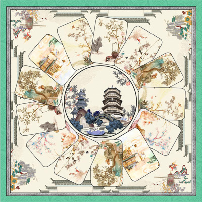 Huatai Silk Zhuang 140cm Silk Square Scarf AA01824 S61