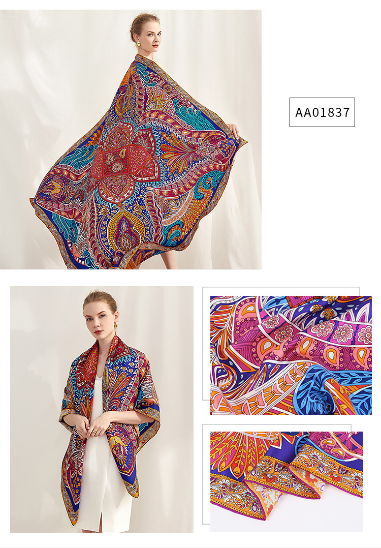 Silk twill gift scarf large shawl AA01837 S79