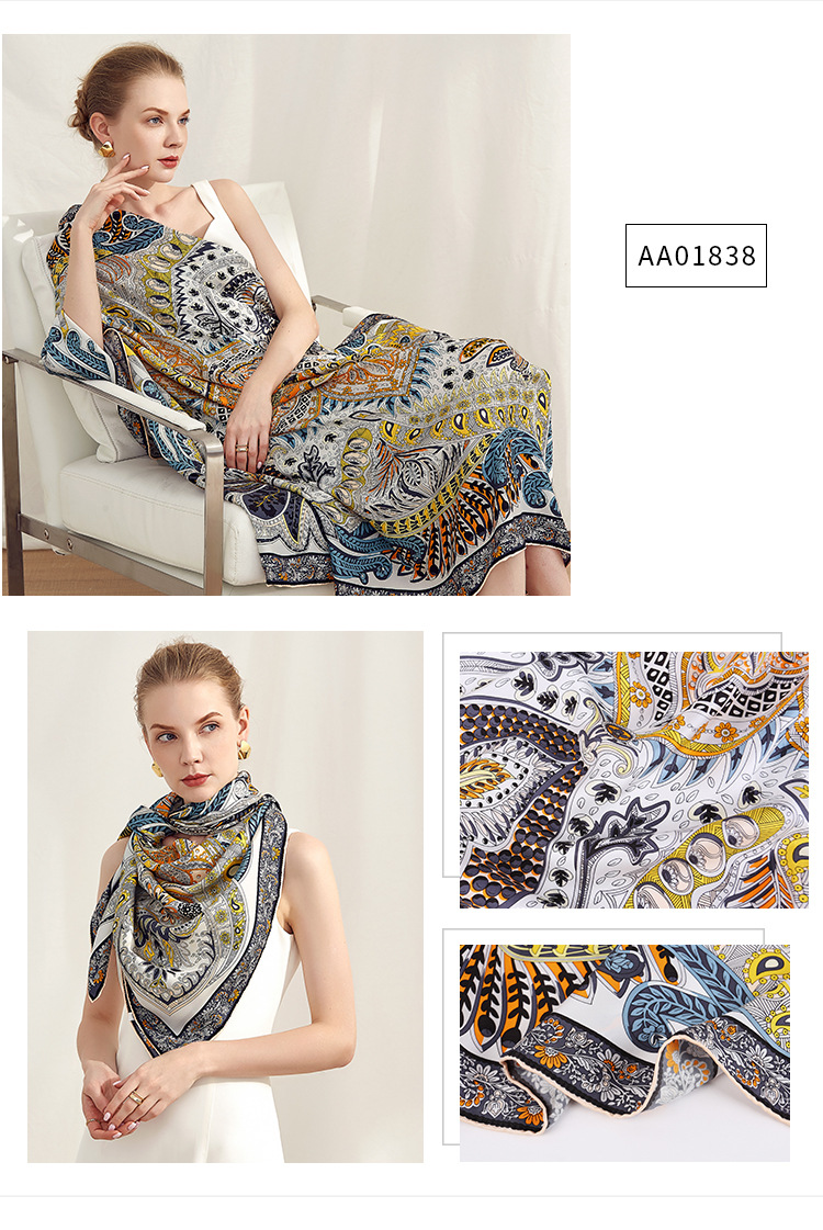 Silk twill gift scarf large shawl AA01838 S80