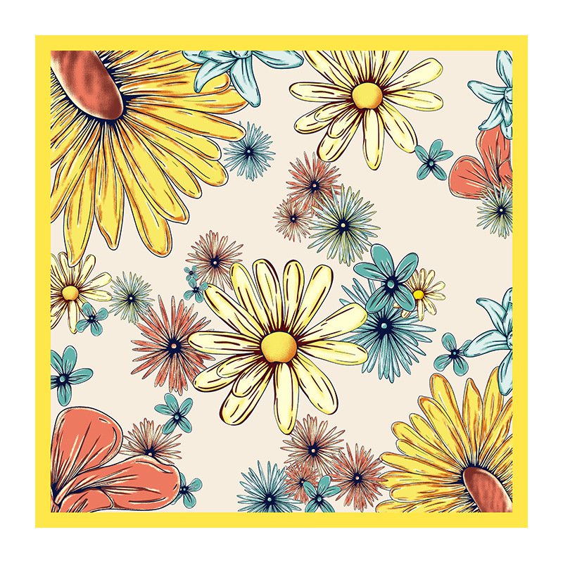 Mulberry silk square scarf spring summer hand-painted fashion silk scarf S105