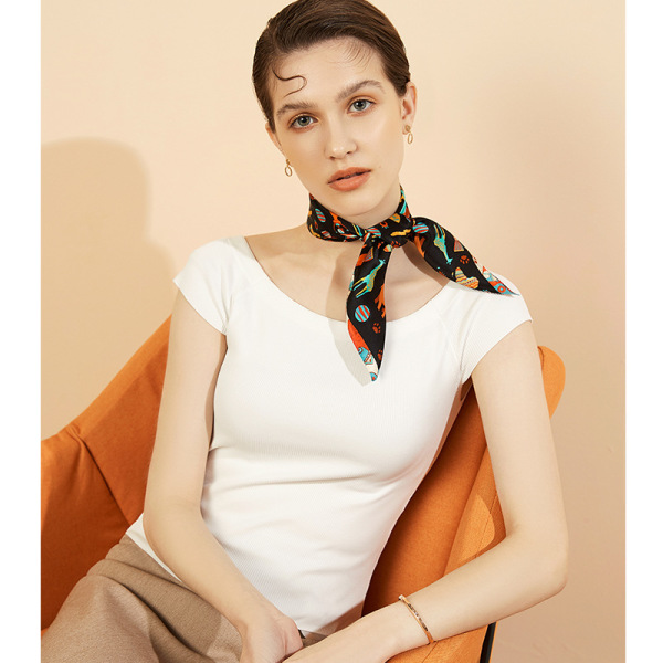 Mulberry Silk Scarf Animal Print Playful Versatile Strap Scarf S99