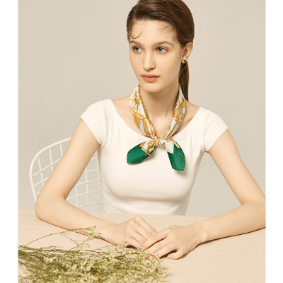 decorated with small checkered pattern ladies silk scarf S119