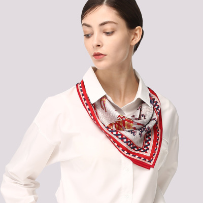 Silk crepe satin pocket square Pony pattern all-match silk scarf S108