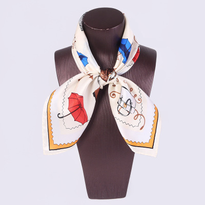 Spring silk scarf women's square scarf tied bag professional scarf S106