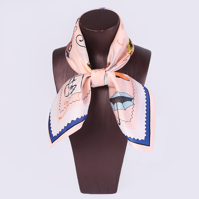 Spring silk scarf women's square scarf tied bag professional scarf S106