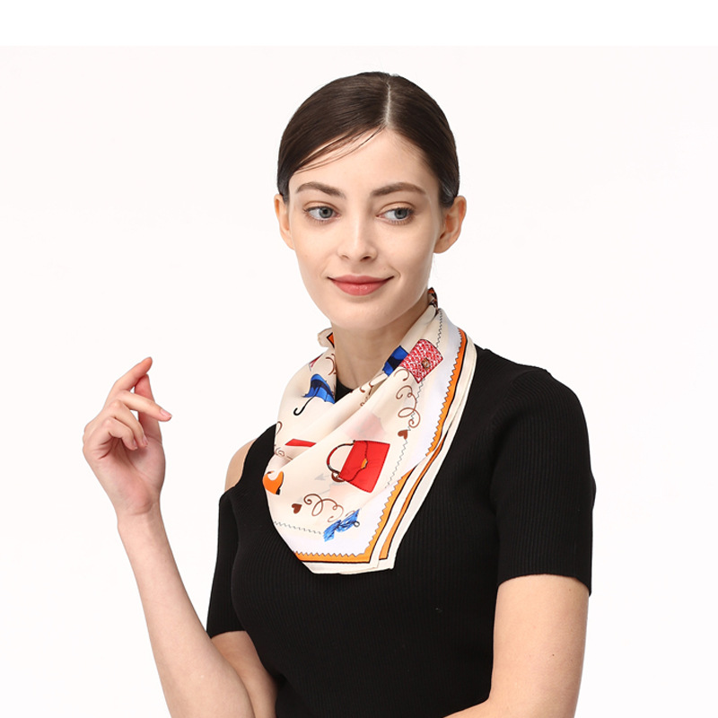 Spring silk scarf women's square scarf tied bag professional scarf S106