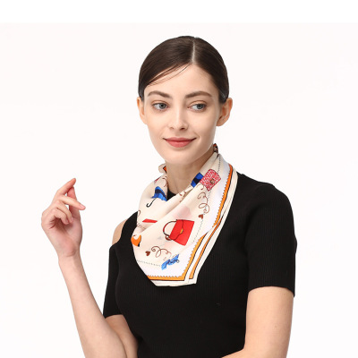 Spring silk scarf women's square scarf tied bag professional scarf S106