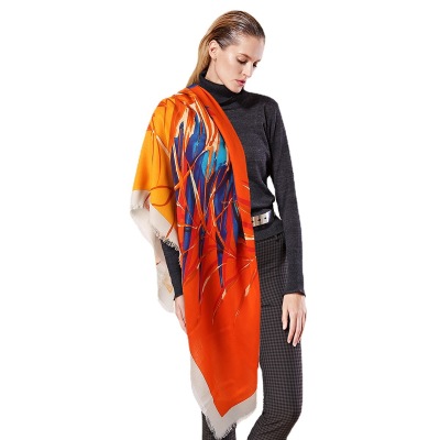 Oversized Shawl Hand-Printed Scarf S121