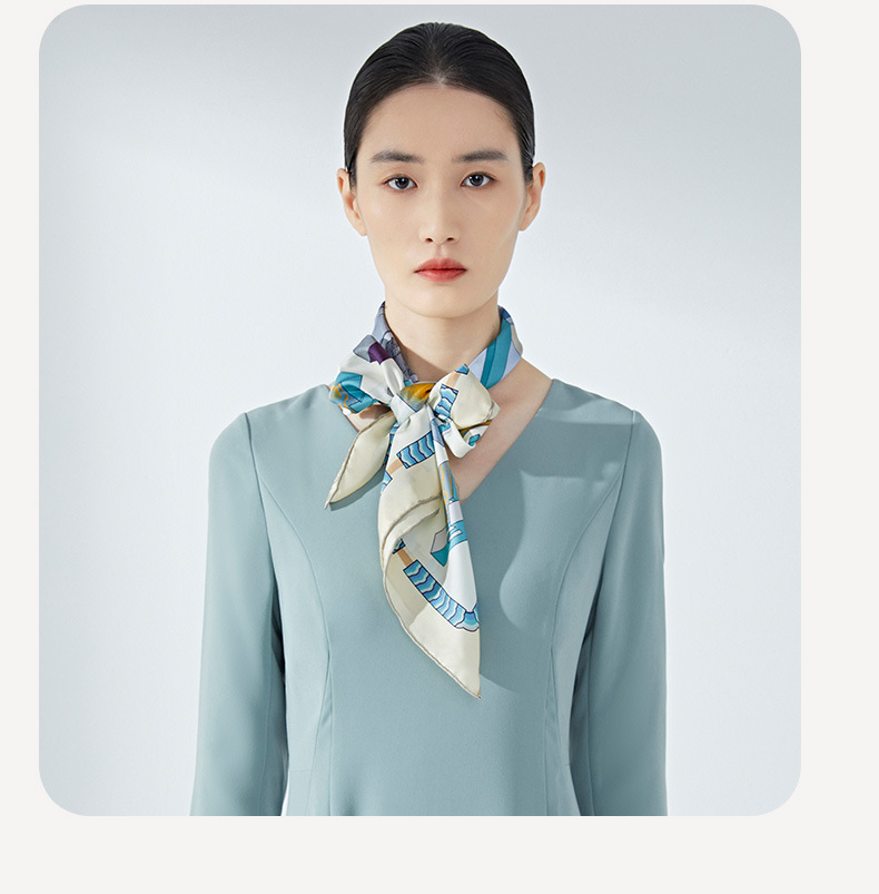 Double-sided professional printed mulberry silk scarf S134