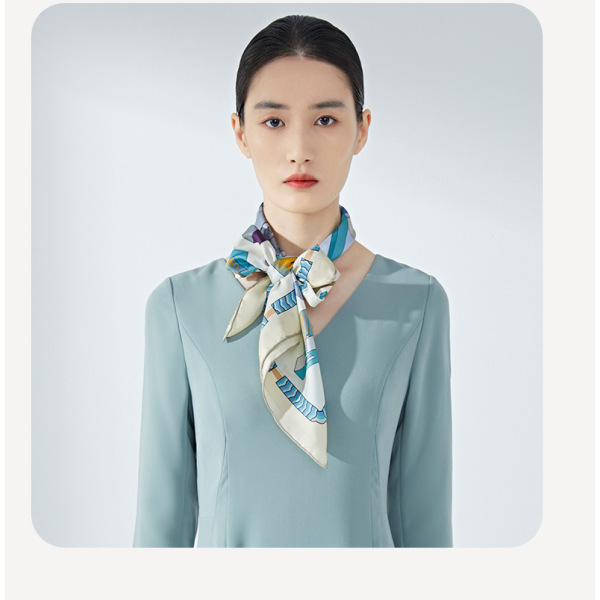 Double-sided professional printed mulberry silk scarf S134