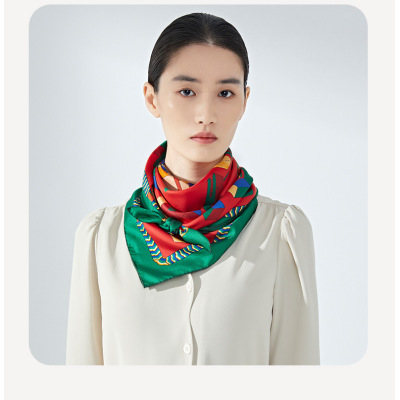 Double-sided professional printed mulberry silk scarf S134
