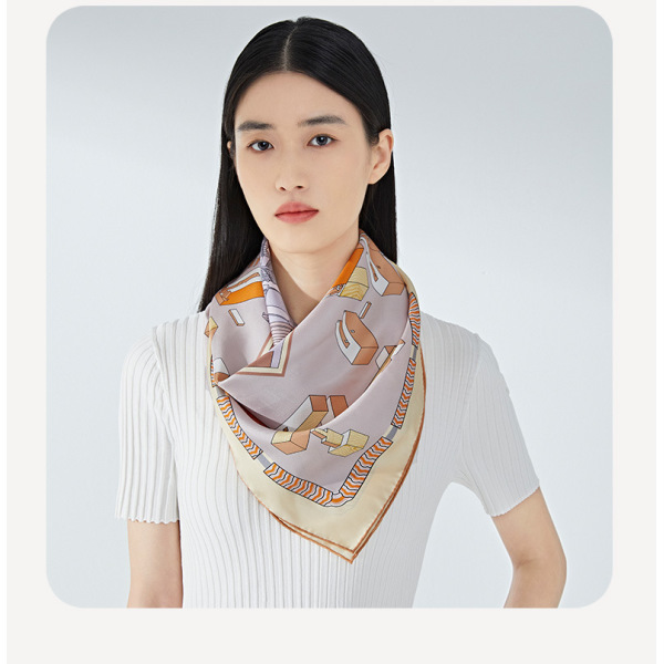 Double-sided professional printed mulberry silk scarf S134