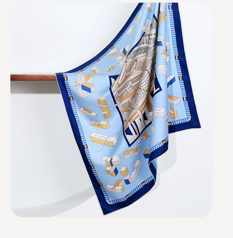 Double-sided professional printed mulberry silk scarf S134