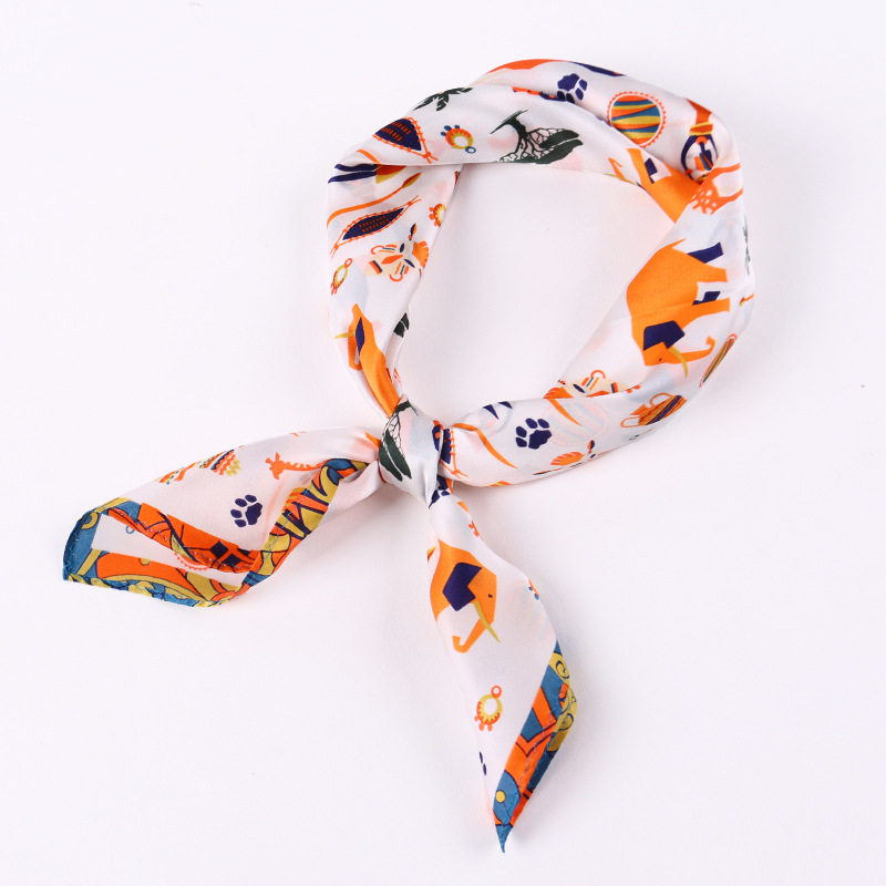 Silk scarf with animal pattern, childlike and versatile S141