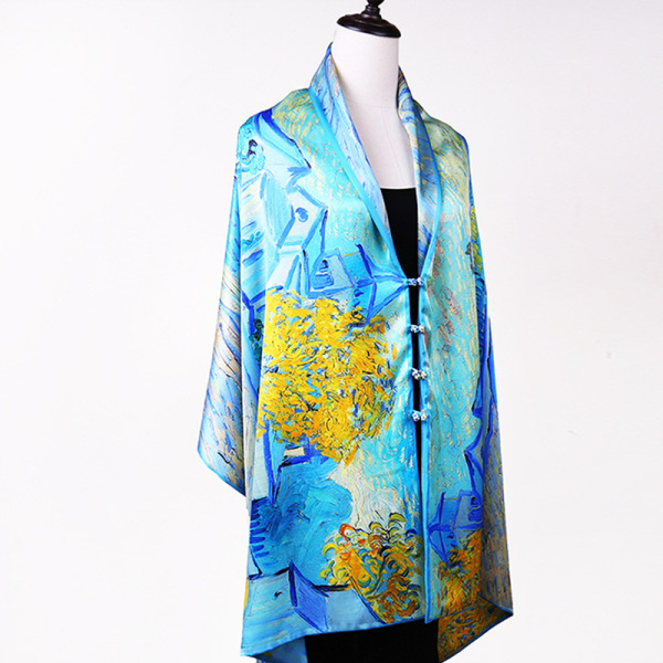 Silk shawl double layer oversized button S139