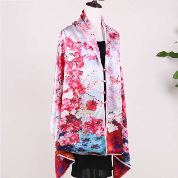 Silk shawl double layer oversized button S139