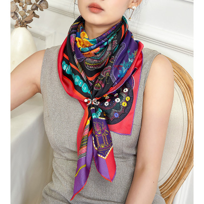 Twill double-sided digital printing silk scarf S130