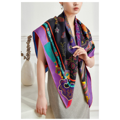 Twill double-sided digital printing silk scarf S130