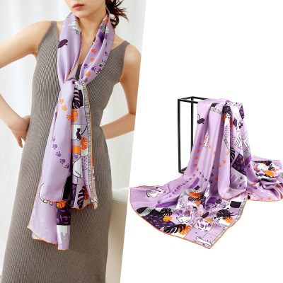 Twill silk abstract long scarf high-end silk gift S138