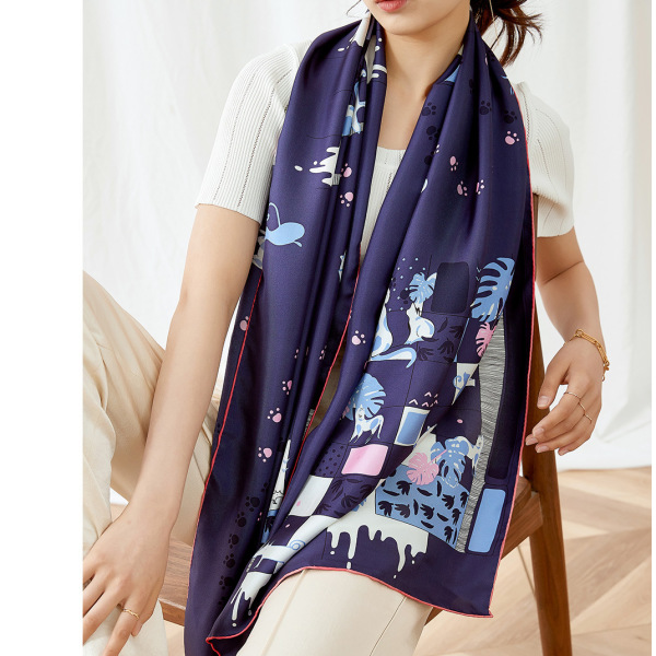 Twill silk abstract long scarf high-end silk gift S138