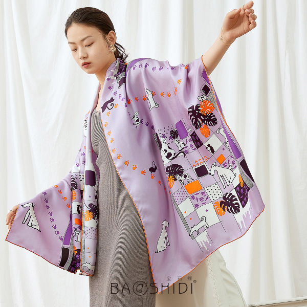 Twill silk abstract long scarf high-end silk gift S138