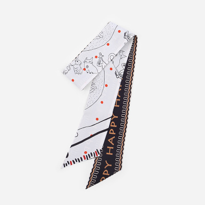 Versatile narrow silk scarf S127