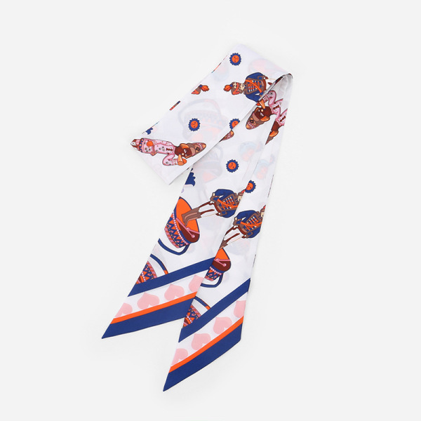 Versatile narrow silk scarf S127